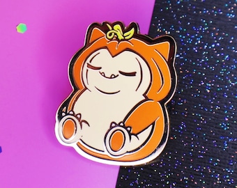 Snoring Pumpkin  - Cute Snorlax Halloween Orange Hard Enamel Kawaii Pokemon Collector Pin