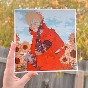 Vash the Stampede Art Print - Sunflowers and Smiles - Trigun Stampede Vashwood Wolfwood Tristamp Fanart