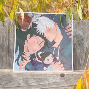 SatoSugu Art Print - Plushie Cuddle - Jujutsu Kaisen Sastoru Gojo Suguru Geto Fanart