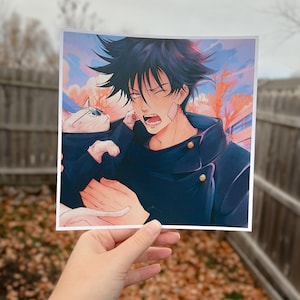 Megumi Art Print - Gojo Gato and Gumi - Jujutsu Kaisen Fushiguro Fanart