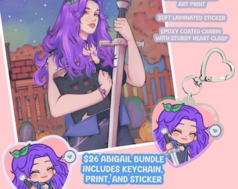 Stardew Valley Abigail Art Pack – Print, Sticker & Keychain Fanart Bundle
