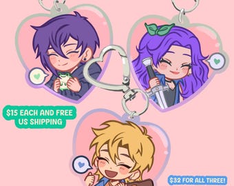 Portachiavi Stardew Valley – Sam, Sebastian e Abigail / Ciondoli fanart in resina epossidica bifacciale