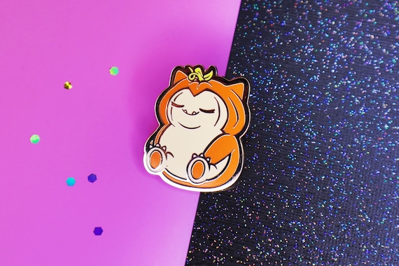 Snoring Pumpkin  - Cute Snorlax Halloween Orange Hard Enamel Kawaii Pokemon Collector Pin