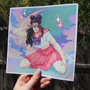 Sailor Suguru Holographic Art Print - Suguru Geto Jujutsu Kaisen Fanart