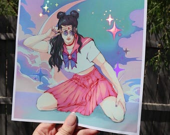 Sailor Suguru Holographic Art Print - Suguru Geto Jujutsu Kaisen Fanart