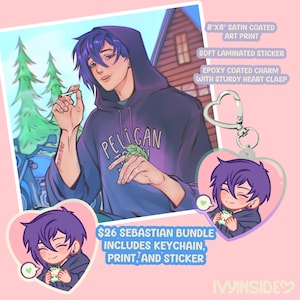 Stardew Valley Sebastian Art Pack – Print, Sticker & Keychain Fanart Bundle
