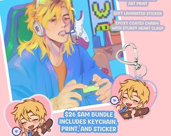 Stardew Valley Sam Art Pack – Print, Sticker & Keychain Fanart Bundle