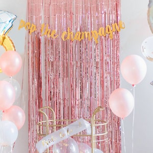 Bachelorette Party Decorations Kit, Classy Bachelorette Banner, Rose Gold Backdrop, Pop The Champagne Banner, 29 Piece Bridal Shower Bundle