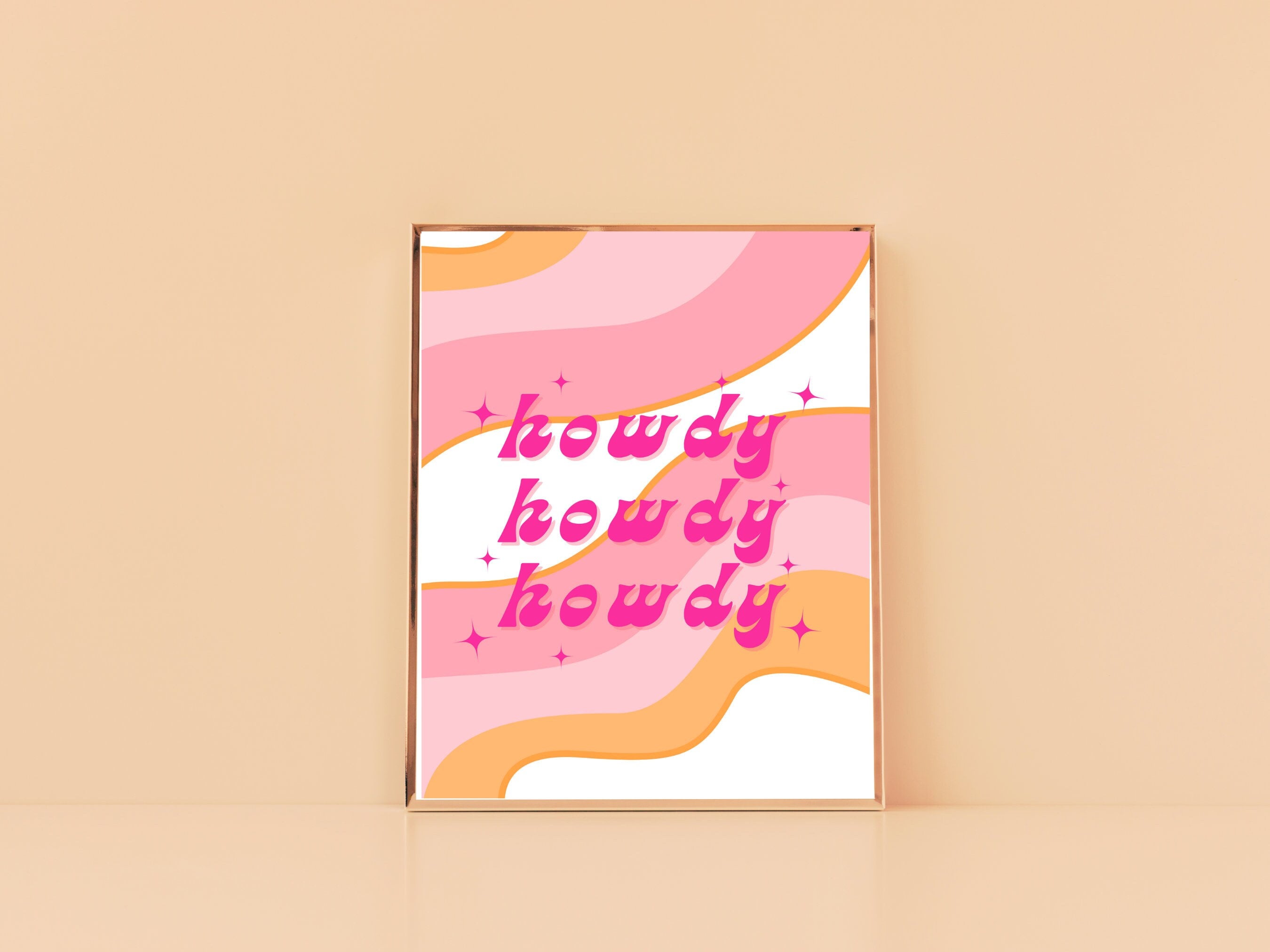 Howdy Retro Western Printable Sign, Pink and Orange Nashville ...