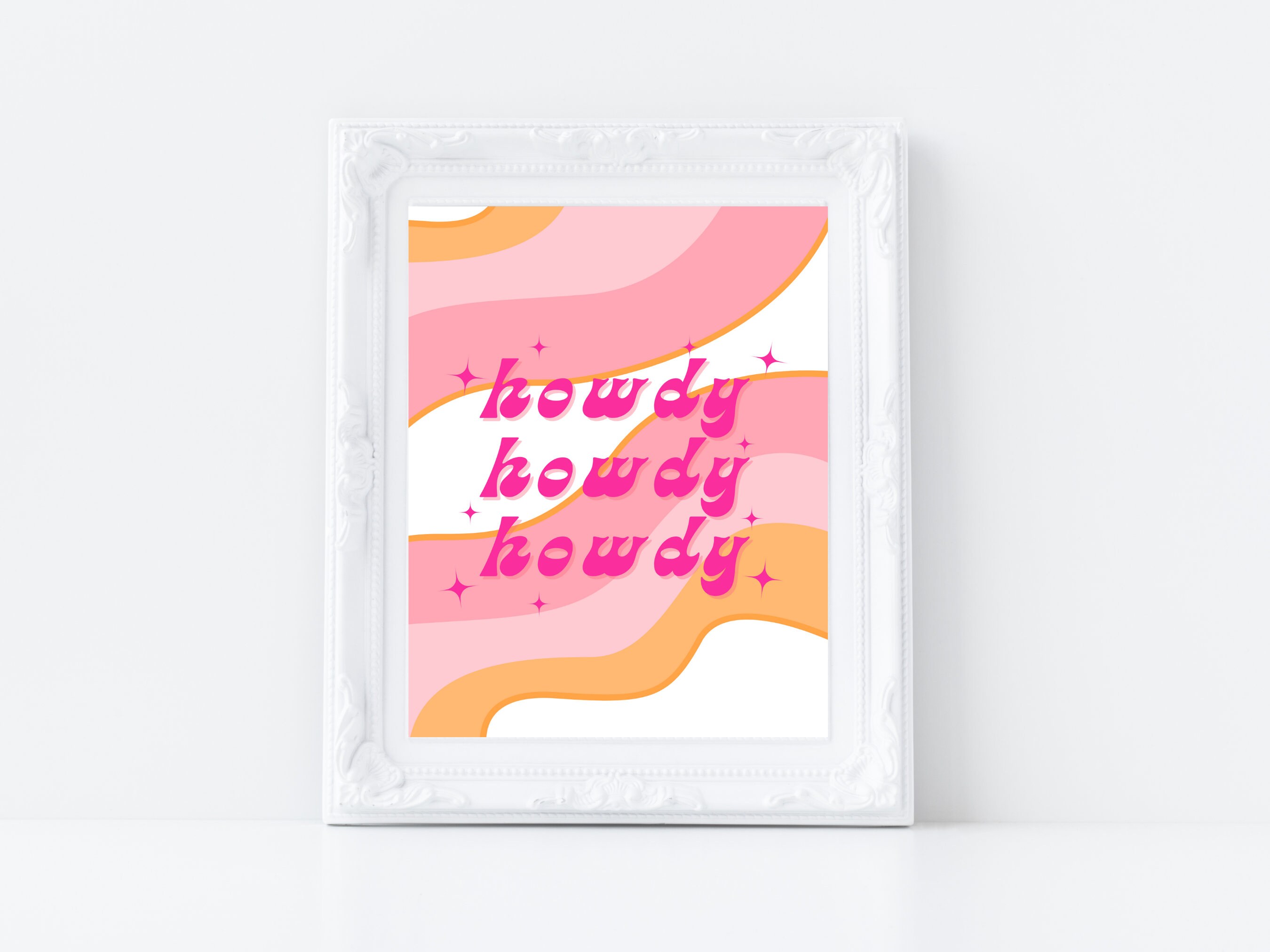 Howdy Retro Western Printable Sign, Pink and Orange Nashville ...
