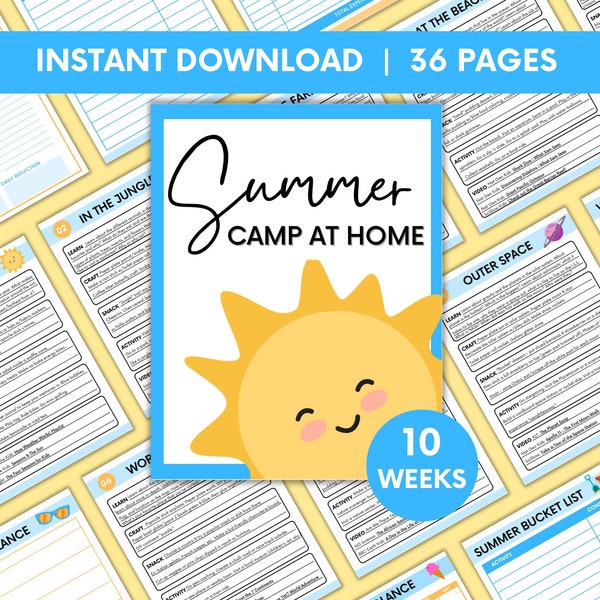 Summer Camp at Home Summer Camp Planner Summer Printable Summer Activity for Kid Camp Printable Summer Camp Curriculum Kid Summer Planner