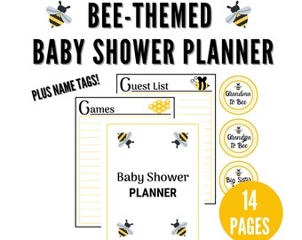 Baby Shower Planner Printable - Bee-themed Baby Shower - Baby Shower Name Tags - Baby Shower Printable Planner