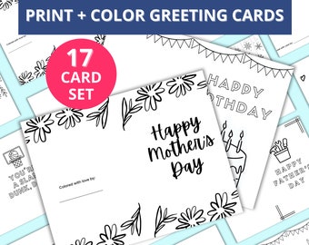 Printable Birthday Cards | Birthday Card for Kids to Color | Print and Color | Colorable Card for Kids