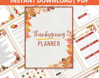 Planer Święta Dziękczynienia do druku – planowanie posiłków świątecznych, lista kontrolna i organizator w formacie PDF