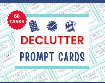 Declutter Prompt Cards Printable, 30 Day Declutter Challenge, Home Organization Checklist, Instant Download PDF