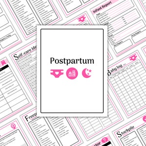 Postpartum Planner Printable - Mom Gift Postpartum - Postpartum Checklists - Printable Baby Log - Sleep Log - Diaper Log - Baby Feeding Log