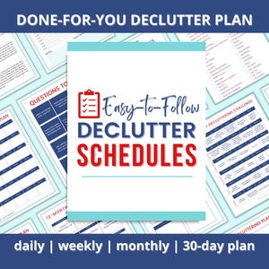 Calendario de organización imprimible para ordenar el hogar fácilmente. Lista de verificación de organización semanal, mensual y anual en formato PDF.