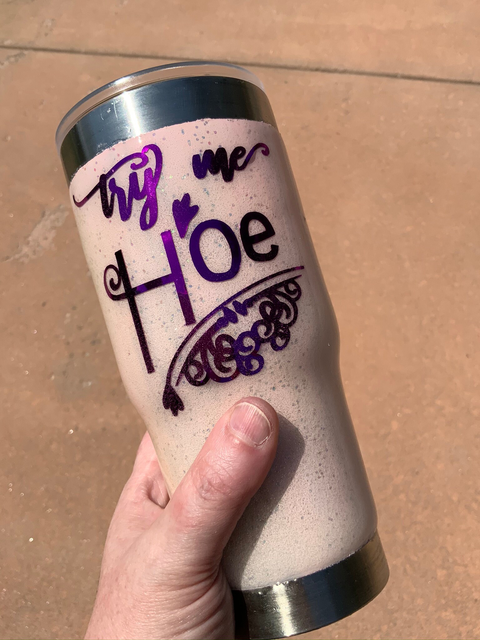 Glitter Tumbler Pink Iridescent Try Me Hoe Stainless Steel 20 Etsy UK