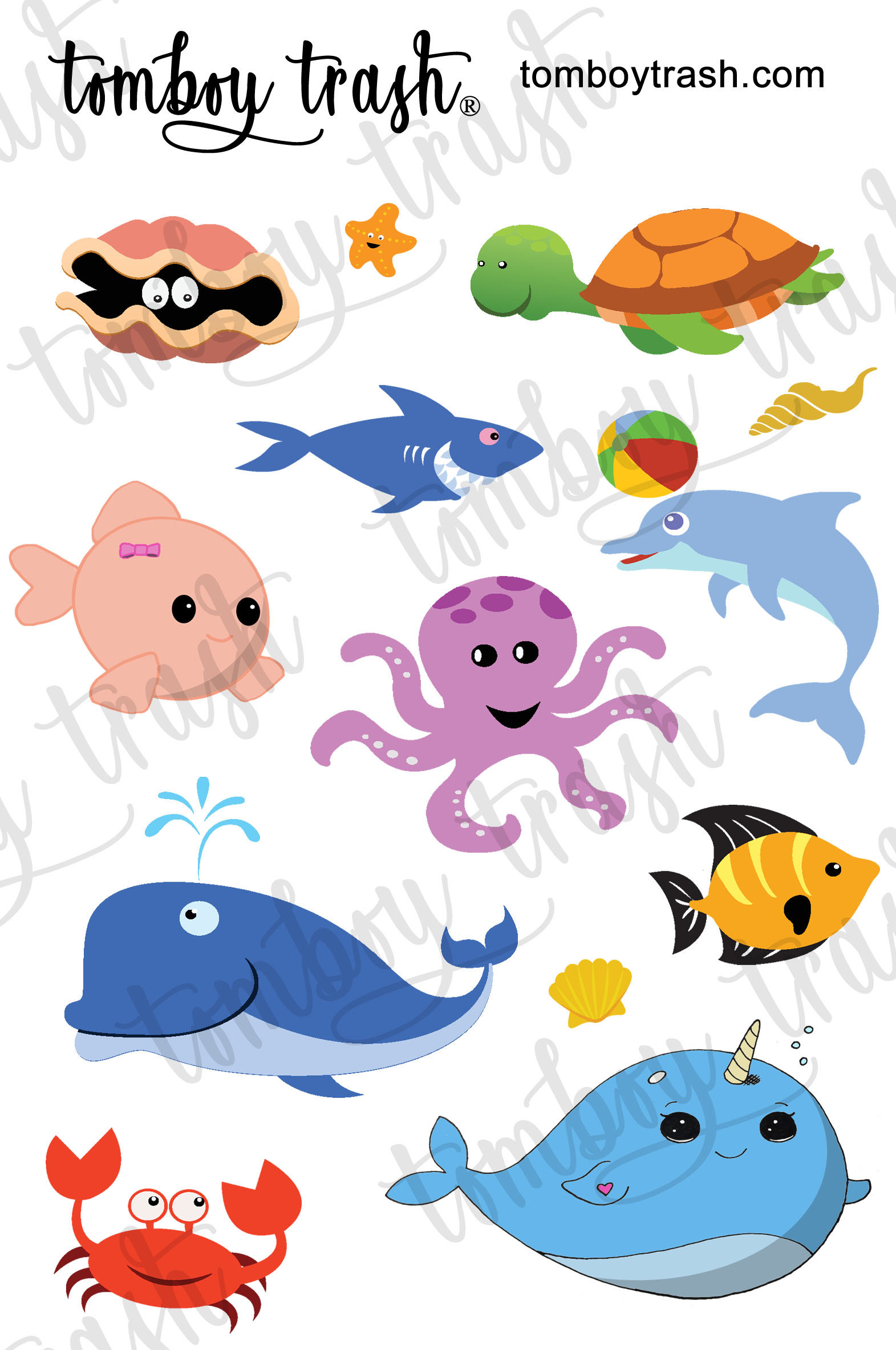 Ocean Sea Life Animal Stickers | Etsy
