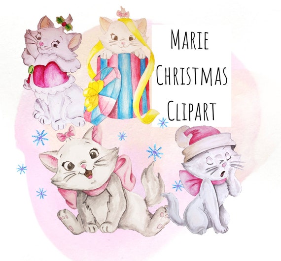 Christmas Marie Watercolour Disney Clipart Download Pdf Png Etsy