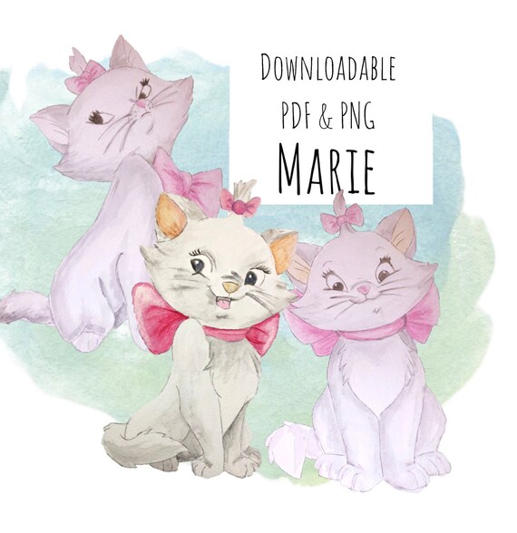 Disney Marie Watercolour Clipart Download Pdf Png Etsy