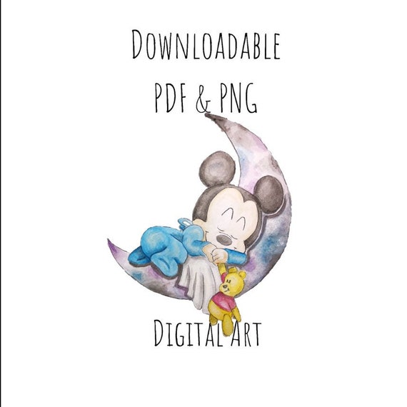 Disney Clipart Watercolour Disney Baby Mickey Mouse Digital Etsy