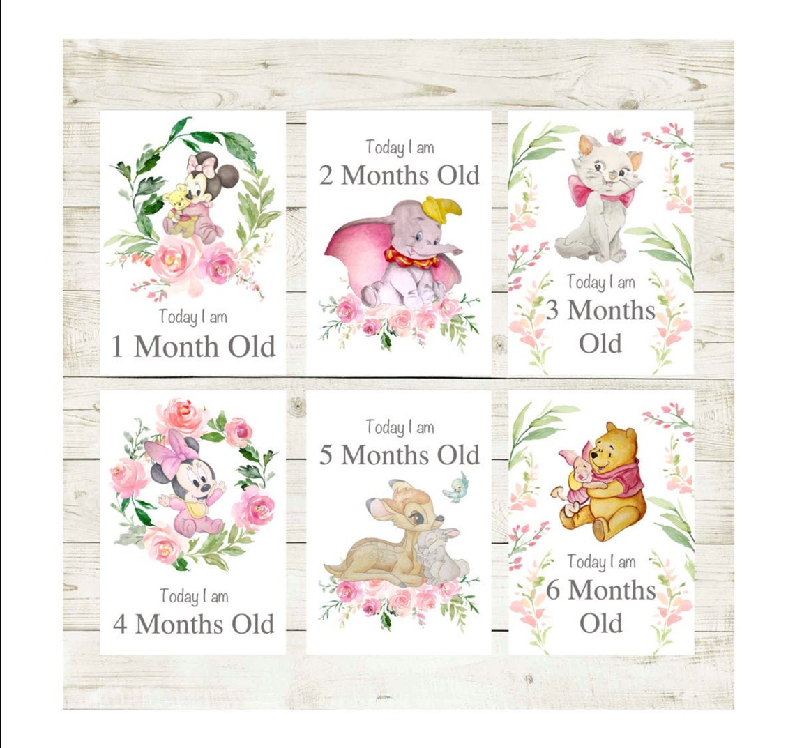 Disney Baby Milestone Cards New Baby Gift New Baby Milestone Etsy