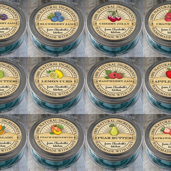 Personalized Canning Labels - Vintage Style Canning Sticker | Mason Jar Sticker| Fruit Labels | Canning Jar Labels - Canning Tag PCL - CVV