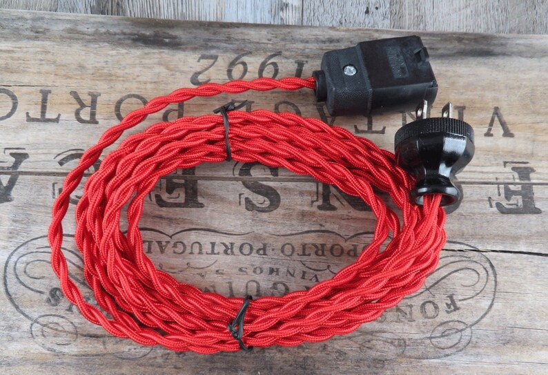 Vintage Style Cloth Covered Extension Cord Red 12' Etsy