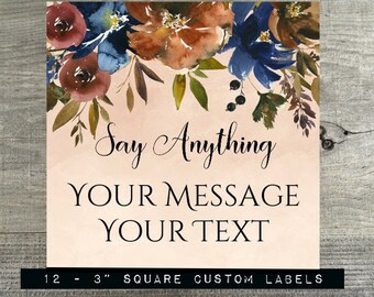 Personalized Stickers |  Autumn Floral Labels | Fall Wedding Favor Stickers |  Square Favor Labels | Party | Shower - SLO - AF