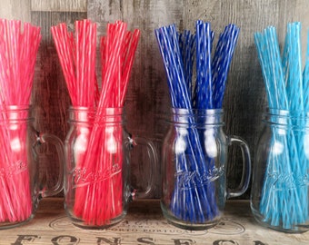 Reusable BPA Free Plastic Straws - Choose Your Color - 5 Straws - DIY Mason Jar Commuter Cup - Eco Friendly Reusable Straws