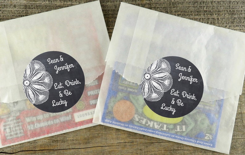Glassine Bags /& Chalk and Lace Personalized Labels For Lottery Ticket Favors LF CBD Lotto Favor packaging DIY Lottery Ticket Favors