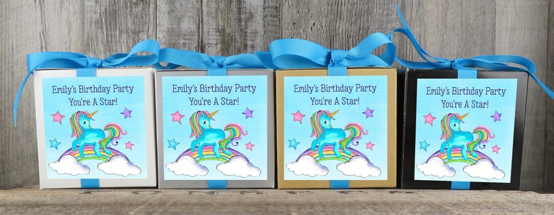 Personalized Favor Box Personalized Cupcake Box Rainbow Unicorn Party Favor Shower Favor Birthday Personalized Favor BX RU image 4