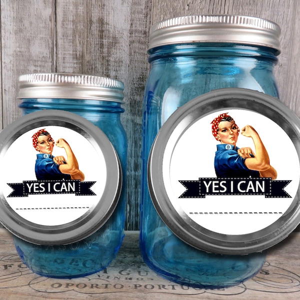 Canning Labels - Canning Stickers - Mason Jar Stickers - Cooking Labels - Kitchen Labels - Rosie The Riveter - Canning Jar Labels - WOL