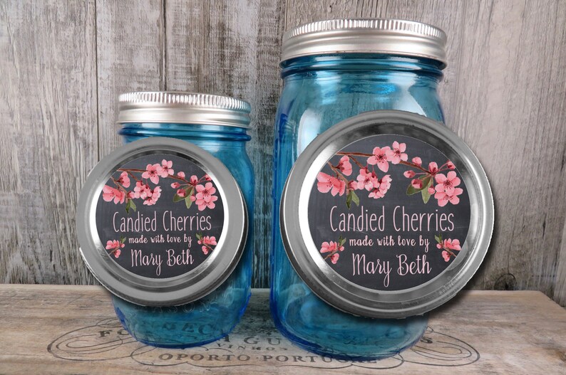 Party Shower Favor Wedding Favor Stickers Labels Personalized Stickers Personalized Chalkboard Cherry Blossom Labels RLO CHB