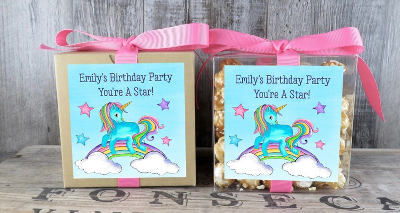 Personalized Favor Box Personalized Cupcake Box Rainbow Unicorn Party Favor Shower Favor Birthday Personalized Favor BX RU image 3