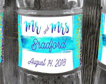 Personalized Water Bottle Labels - Mr & Mrs Design - Custom Water Bottle Labels - Wedding - Party - Shower - Wedding Reception - WB - BR