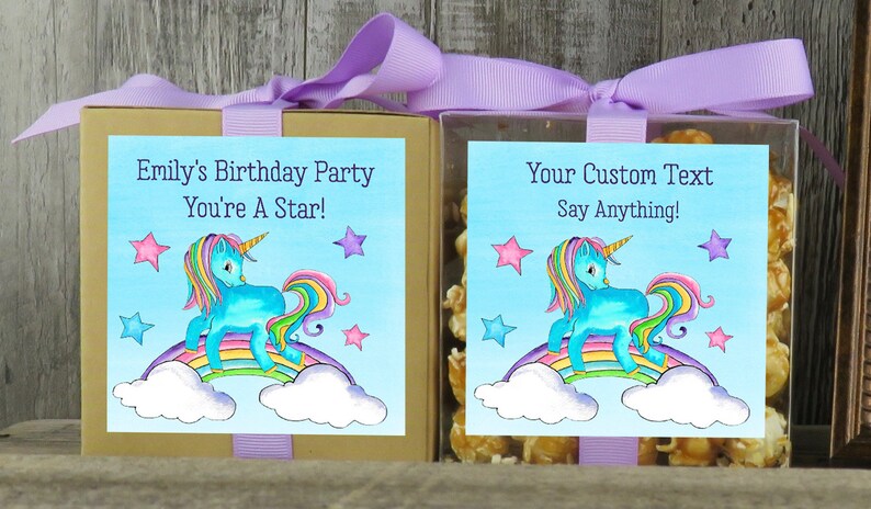 Personalized Favor Box Personalized Cupcake Box Rainbow Unicorn Party Favor Shower Favor Birthday Personalized Favor BX RU image 1