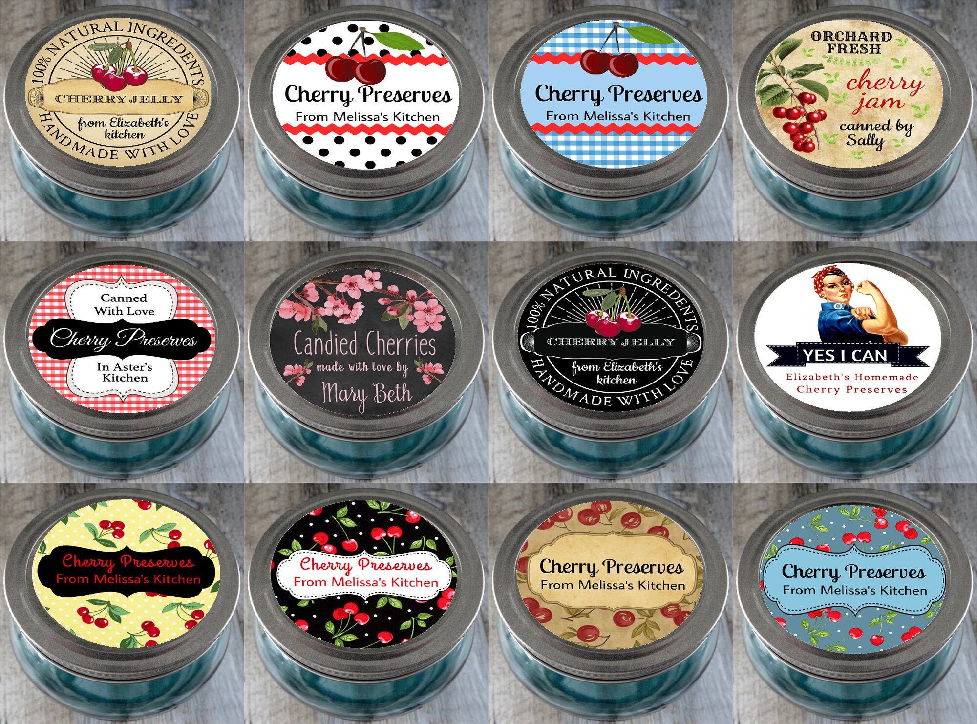 Personalized Canning Labels Cherry Jam Canning Stickers Etsy