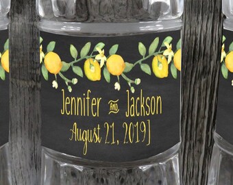 Personalized Water Bottle Labels - Custom Water Bottle Labels  Wedding - Party - Shower - Chalk Lemon Branch - Wedding Reception - WB - CLC