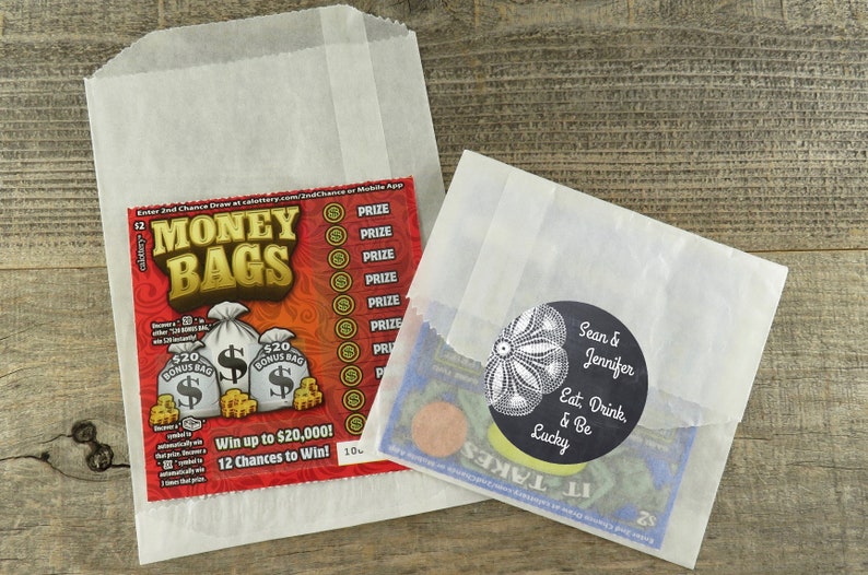 Glassine Bags /& Chalk and Lace Personalized Labels For Lottery Ticket Favors LF CBD Lotto Favor packaging DIY Lottery Ticket Favors