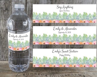 Personalized Water Bottle Labels - Custom Water Bottle Labels - Wedding - Birthday Party - Shower - Wedding Reception - WB - RG