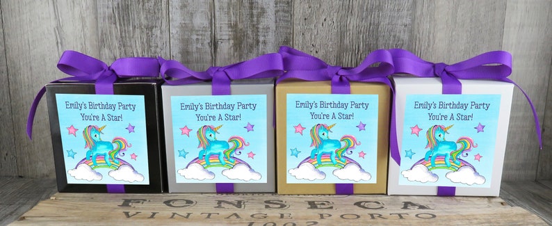 Personalized Favor Box Personalized Cupcake Box Rainbow Unicorn Party Favor Shower Favor Birthday Personalized Favor BX RU image 2