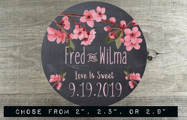 Party Shower Favor Wedding Favor Stickers Labels Personalized Stickers Personalized Chalkboard Cherry Blossom Labels RLO CHB