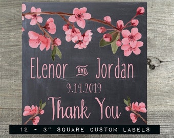 Personalized Stickers - Personalized Labels -  Cherry Blossom Wedding Favor Stickers -  Favor Labels  - Shower Favor - SLO - CHB