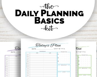 The Daily Planning Basics Kit - A5 - Daily Bullet Journal Printables with Meal Planner and Trackers - DAY-KIT-A5