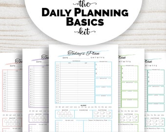 Daily Planner Printable Kit: Half-Letter Size, Meal & Mood Trackers (Digital Download)