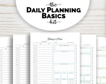 The Daily Planning Basics Kit - A4 - Rainbow Planner Printable Inserts for DIY Bullet Journals with Meal Planner and Trackers - DAY-KIT-A4