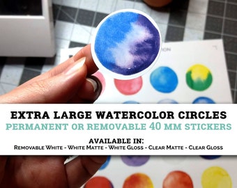 Large Watercolor Cute Stickers for Planners and Bullet Journals - Realistic Watercolour Stickers for Headers - Removable, Clear, Gossy - 100