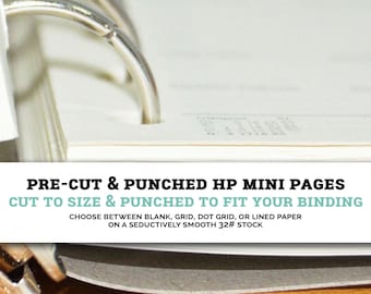 BULK Happy Mini Inserts - Mini Planner Pages - Dot Grid, Lined, Grid, Or Blank Inserts for HPM - Punched to Order - PCHPM